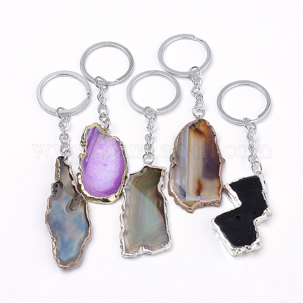Plated Natural Agate Keychain KEYC-S252-09-1
