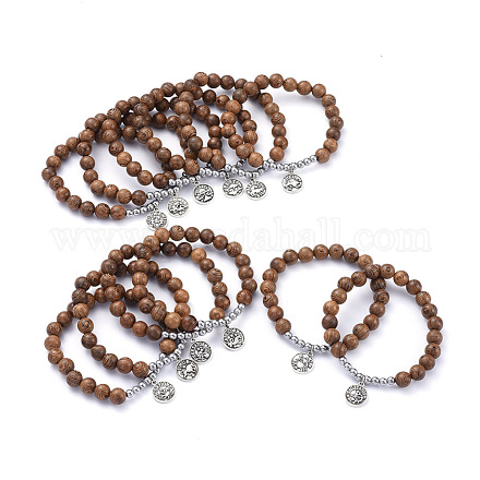 12 набор плоских круглых браслетов из сплава в тибетском стиле со знаком созвездия / зодиака BJEW-JB05168-1
