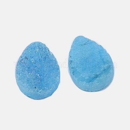 Electroplate Natural Druzy Crystal Cabochons G-L050-20x15mm-13-1