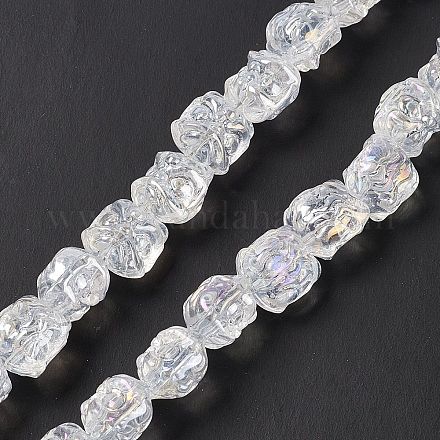 Perles de verre galvanoplastiques plaquées de couleur ab transparentes GLAA-P028-AB01-1