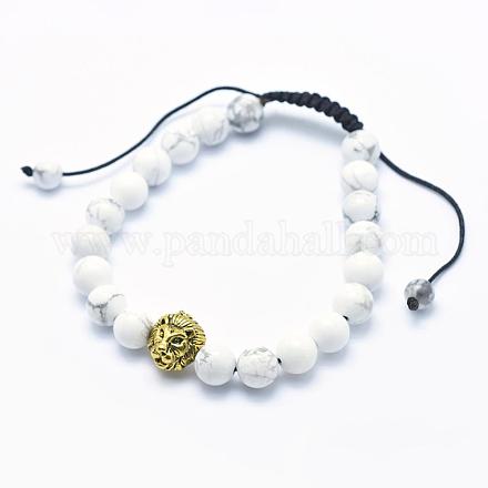 Bracelets tressées avec perles en howlite mat BJEW-F276-E02-1