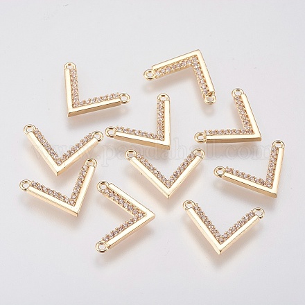 Brass Micro Pave Cubic Zirconia Charms KK-A144-035G-1