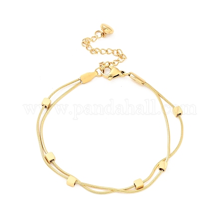 304 bracelet multi-rangs en perles cubiques en acier inoxydable BJEW-I304-01G-1