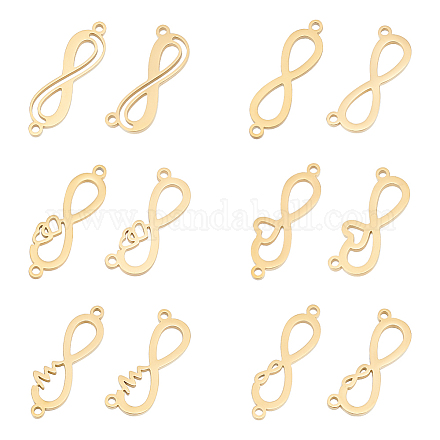 UNICRAFTALE 12Pcs 6 Styles Infinity Connector Charms 304 Stainless Steel Infinity Heart Link Pendants 1.2mm Hole Infinity with Heartbeat Bracelet Charms Metal Charms for DIY Necklace Earring Making STAS-UN0040-52-1