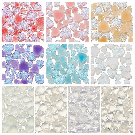 OLYCRAFT 10 Colors 3D Heart Nail Art Charm Resin Cabochons Nail Gems Heart Charms Shiny Heart Nail Art Gems for DIY Crafts Nail Art Phone Case Manicure Decorations MRMJ-OC0001-49-1