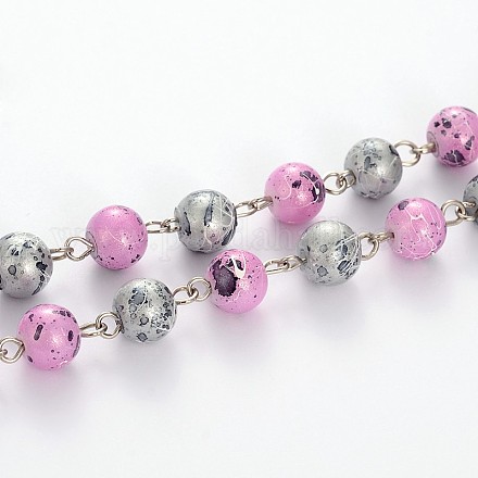 Peint à la bombe verre drawbench perles rondes des chaînes à la main pour création de des colliers bracelets AJEW-JB00102-04-1