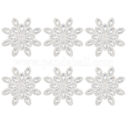 FINGERINSPIRE 6PCS Snowflake Hotfix Rhinestone Applique (Silver DIY-FG0003-71-1