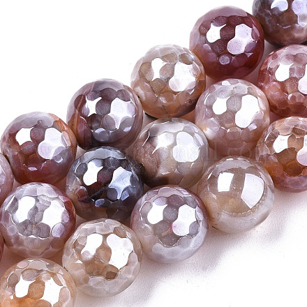 Galvanisieren natürliche Achat Perlen Stränge G-T131-55-03-1