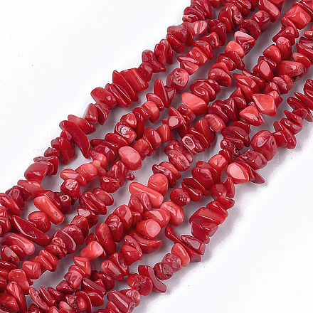 Chapelets de perles en corail synthétique X-CORA-T009-28-1