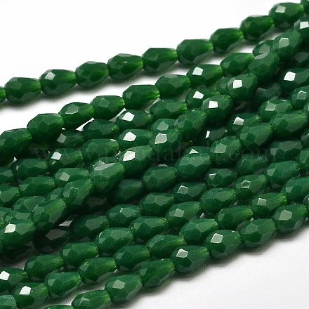 Faceted Teardrop Glass Beads Strands EGLA-J132-A03-1