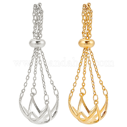 Delorigin 2 pièces 2 couleurs laiton perle cage pendentif montage KK-DR0001-01-1