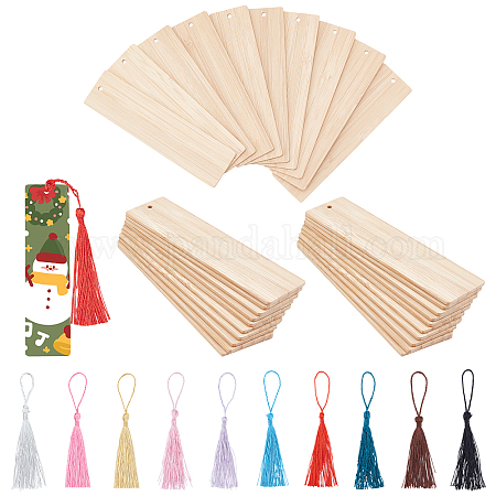 Wholesale PandaHall Elite DIY Blank Rectangle with Tassel Bookmark