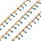304 Stainless Steel Curb Chains, with Enamel Charms and Spool, Soldered, Ion Plating(IP), Golden, Dodger Blue, Charm: 6x1.5x2mm, Link: 2x1.5x0.3mm, about 16.4 Feet(5m)/roll