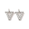 Initial Letter Brass Micro Pave Cubic Zirconia Pendants, Letter V, 9~10x4~10x1.5~2mm, Hole: 1.5mm