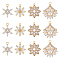 12Pcs 4 Styles Brass Micro Pave Cubic Zirconia Pendants, with Alloy Rhinestone Pendants, Mixed Shapes, Golden, Clear, 15~21x11~18x3~5mm, Hole: 0.9~1.6mm, 3pcs/style
