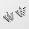 Initial Letter Brass Micro Pave Cubic Zirconia Pendants, Letter.W, 9~10x4~10x1.5~2mm, Hole: 1.5mm