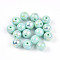Electroplate Pearlized Glass Pearl Beads, Iridescent, Round, Aquamarine, 8x7.5mm, Hole: 1.4~1.5mm, about 692pcs/Pound