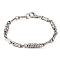 Tarnish Resistant 201 Stainless Steel Rhombus Link Chain Bracelets, with 304 Stainless Steel Clasps, Stainless Steel Color, 8-7/8 inch(22.5cm)