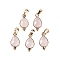Natural Rose Quartz Faceted Pendans, Golden Plated Brass Teardrop Charms, 17.5x9x3.5mm, Hole: 6x3.5mm