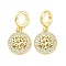 Brass Micro Pave Cubic Zirconia European Dangle Charms, Round with Tree, Large Hole Pendants, Real 16K Gold Plated, 20.5mm, Hole: 4.2mm