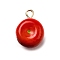 Brass Acrylic Pendants, Lead Free & Cadmium Free, Rack Plating, Long-Lasting Plated, Golden, Apple, 15.5x11x9mm, Hole: 1.8mm