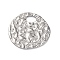 304 Stainless Steel Pendants, Textured, Irregular Flat Round Charms, Stainless Steel Color, 29x30x2~2.5mm, Hole: 5x7.5mm