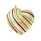 304 Stainless Steel Pendants, with Enamel, Stripe Heart Charm, Golden, Colorful, 28x24x4.5mm, Hole: 2mm