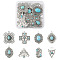 16Pcs 8 Styles Synthetic Turquoise Pendants, with Rack Plating Antique Silver Tone Alloy Findings, Teardrop & Oval & Triangle, Mixed Shapes, 28~35x17~30.5x3~7mm, Hole: 2~3mm, 2pcs/style