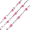 304 Stainless Steel Dapped Chains, with Spool, with Enamel, Soldered, Stainless Steel Color, Orchid, 4~10x2x0.4~2mm, about 32.8 Feet(10m)/roll