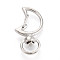 Alloy Swivel Snap Hook Clasps, Moon, Platinum, 33x16.8x5.6mm, Hole: 5x9.1mm