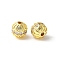 Brass Micro Pave Cubic Zirconia Beads, Round, Rack Plating, Lasting Plated, Cadmium Free & Lead Free, Lavender Blush, 7.5x8mm, Hole: 1.8mm