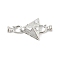 Brass Micro Pave Clear Cubic Zirconia Fold Over Clasps, Triangle, Platinum, 35mm