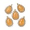 Natural Topaz Jade Faceted Teardrop Pendants, Rack Plating Brass Micro Pave Clear Cubic Zirconia Drop Charms, Golden, 25x16.5x5.5mm, Hole: 1.4mm