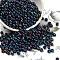6/0 Glass Seed Beads, Iris Round, Prussian Blue, 4mm, Hole: 1mm, about 4500pcs/pound