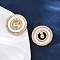 Flat Round Brass Micro Pave Cubic Zirconia Stud Earrings, with Ear Nuts, with Shell, Cadmium Free & Lead Free, Rack Plating, Long-Lasting Plated, Real 18K Gold Plated, 15.5mm