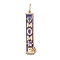 Mother's Day Brass Micro Pave Cubic Zirconia Pendants, with Enamel, Rectangle with Word MOM Charms, with Jump Ring, Real 18K Gold Plated, 57mm