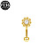 G23 Titanium Alloy Pave Clear Cubic Zirconia Eyebrow Rings, Golden, Flower, 8mm