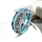 Bohemia PU Leather Cord Multi-strand Bracelets, with Stainless Steel Magnetic Clasps, Light Sky Blue, 7-5/8 inch(19.5cm)