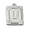 Anti-Tarnish 304 Stainless Steel Pendants, Rectangle with Letter Charm, Letter U, 24.5x18x3mm, Hole: 1.8mm
