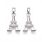 Brass Micro Pave Cubic Zirconia Pendants, Eiffel Tower C harms, Platinum, 17.2x11.3x2.5mm, Hole: 2x5mm