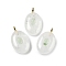 Natural Quartz Crystal & Cubic Zirconia Pendants, Rock Crystal Oval Charms with Brass Loops, Golden, 21.5x13x6.5mm, Hole: 1.8mm