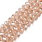 Electroplate Glass Beads Strands, Pearl Luster Plated, Faceted, Rondelle, PeachPuff, 8x6mm, Hole: 1mm, about 60~62pcs/strand, 39~40cm