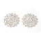 Brass Filigree Joiners Links, Rack Plating, Flower, Platinum, 34~34.5x1mm, Hole: 0.7mm