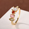 Oval & Horse Eye & Rectangle Brass with Colorful Cubic Zirconia Finger Rings, Golden, US Size 7(17.3mm)