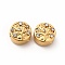 Ion Plating(IP) 316 Surgical Stainless Steel with Crystal Rhinestone Beads, Flat Round with Tree of Life Pattern, Real 18K Gold Plated, 8x5mm, Hole: 1.6mm
