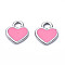 201 Stainless Steel Charms, with Enamel, Heart, Stainless Steel Color, Hot Pink, 12x10.5x1.5mm, Hole: 2mm