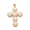 Rack Plating Brass with ABS Imitation Pearl, Long-Lasting Plated, Lead Free & Cadmium Free, Cross Charms, Real 18K Gold Plated, 36.5x25.5x5mm, Hole: 5x3mm