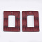 PU Leather Pendants, Rectangle, FireBrick, 43x28.5x1.5mm, Hole: 1.5mm