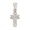304 Stainless Steel Cubic Zirconia Pendants, Cross Charm, Stainless Steel Color, 18.5x10x2mm, Hole: 6x3mm