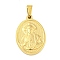 Ion Plating(IP) 304 Stainless Steel Pendants, Religious Theme Charm, Oval with Saint, Golden, 24x16x2~2.5mm, Hole: 5x3mm